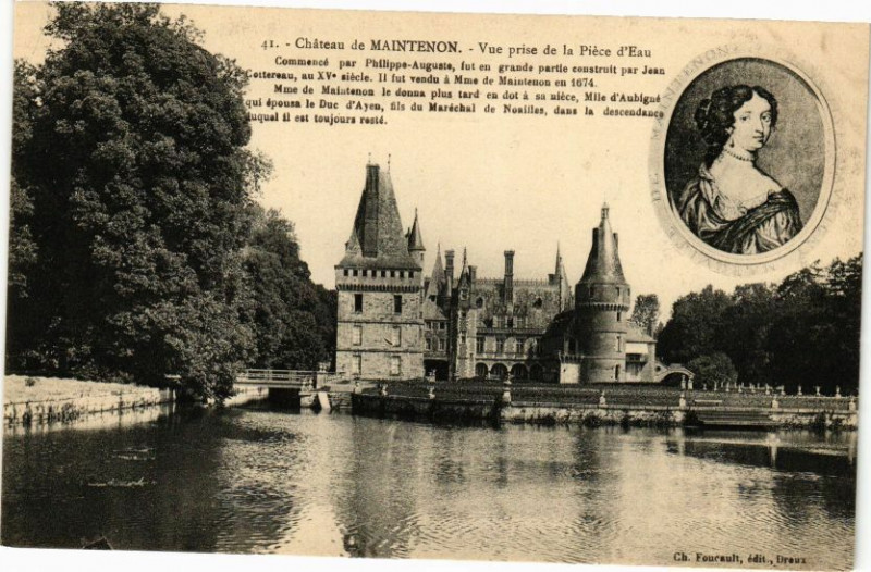 Carte postale ancienne Chateau de Maintenon-Vue prise de la Piece d'Eau à Maintenon