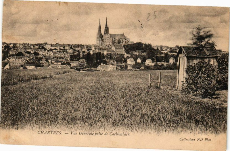 Carte postale ancienne Chartres-Vue Générale prise de Cachemback à Chartres