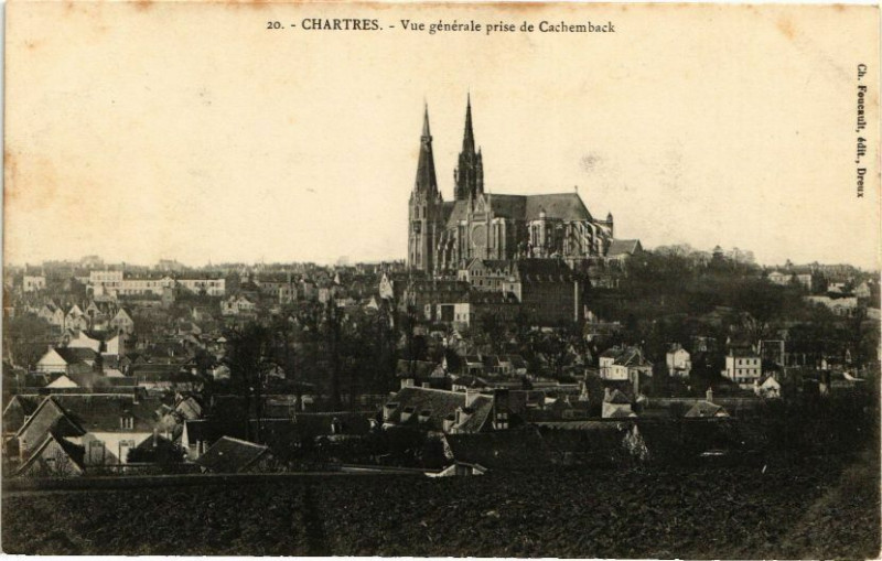 Carte postale ancienne Chartres-Vue générale prise de Cachemback à Chartres