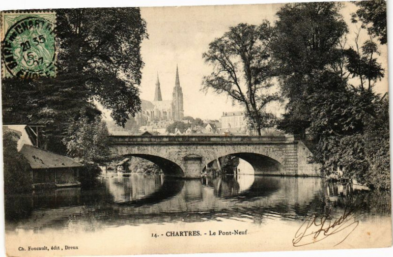 Carte postale ancienne Chartres-Le Pont-Neuf à Chartres