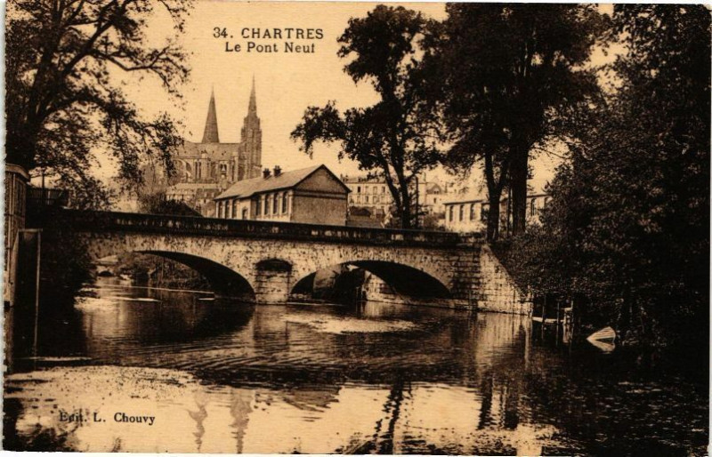 Carte postale ancienne Chartres-Le Pont Neut à Chartres