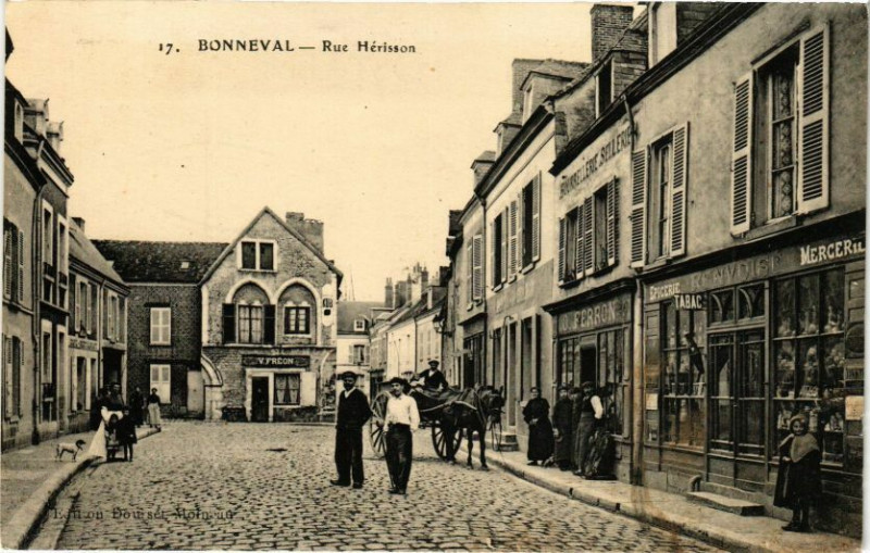 Carte postale ancienne Bonneval - Rue Hérisson à Bonneval
