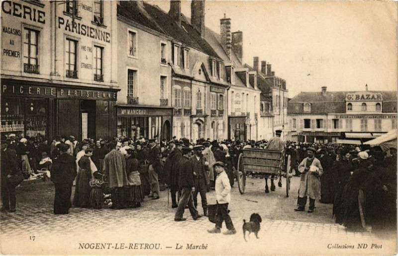 Carte postale ancienne Nogent-le-Retrou-Le Marché