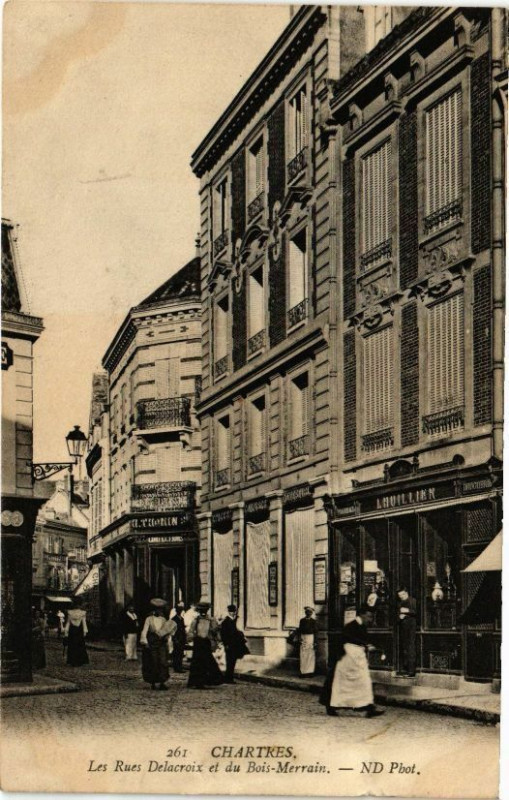 Carte postale ancienne Chartres-Les Rues Delacroix et du Bois-Merrain à Chartres