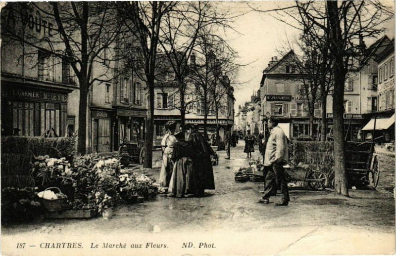 Carte postale ancienne Chartres-Le Marché aux Fleurs à Chartres