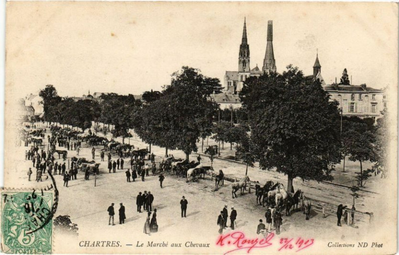 Carte postale ancienne Chartres-Le Marché aux Chevaux à Chartres