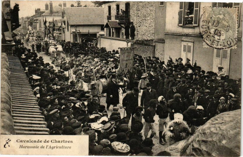 Carte postale ancienne Cavalcade de Chartres-Harmonie de l'Agriculture à Chartres