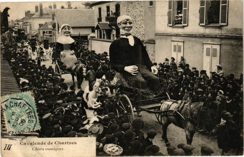 Carte postale ancienne Cavalcade de Chartres-Chars comiques à Chartres