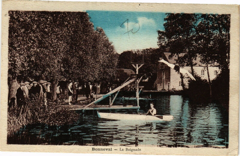 Carte postale ancienne Bounneval - La Baignade