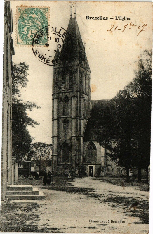 Carte postale ancienne Brezolles - L'Eglise à Brezolles