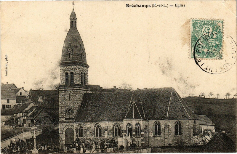 Carte postale ancienne Bréchamps - Eglise à Bréchamps