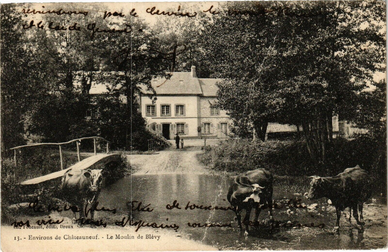 Carte postale ancienne Environs de Chateauneuf - Le Moulin de Blévy