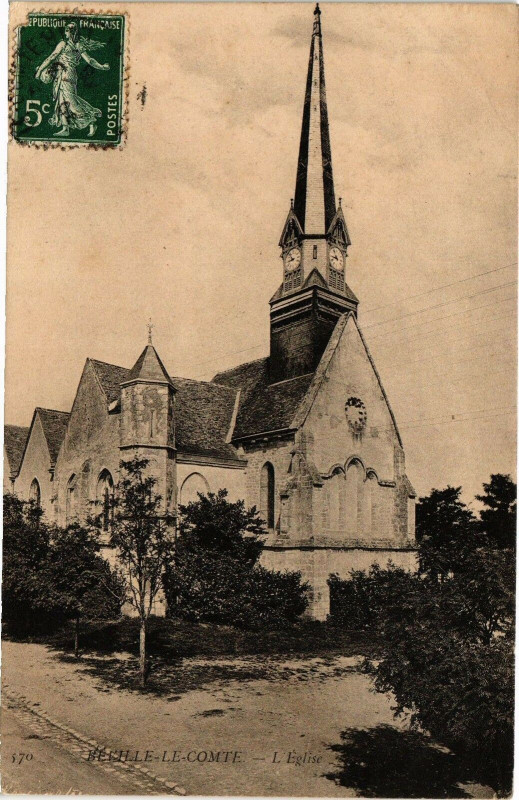 Carte postale ancienne Beville-le-Comte - l'Eglise à Béville-le-Comte