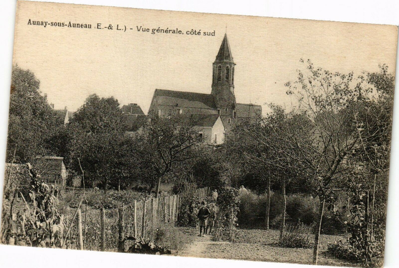 Carte postale ancienne Aunay-sous-Auneau - Vue générale coté sud à Aunay-sous-Auneau