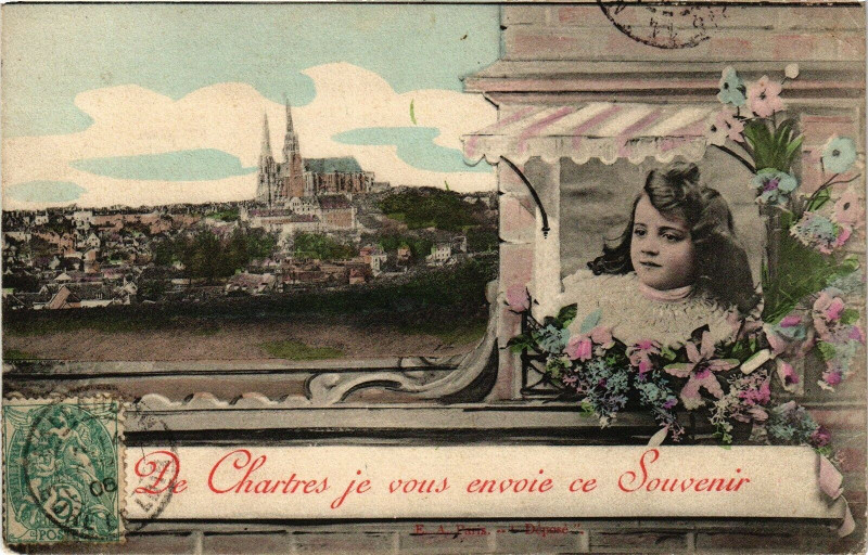 Carte postale ancienne De Chartres je vous envoie ce Souvenir à Chartres