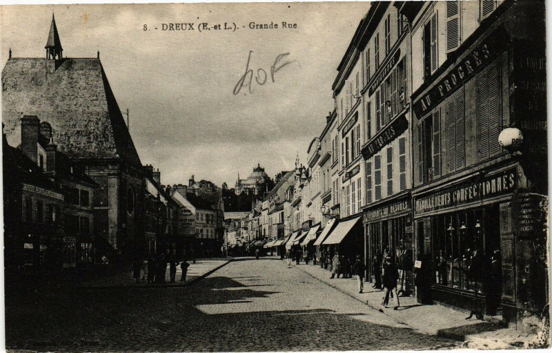 Carte postale ancienne Dreux - Grande Rue à Dreux
