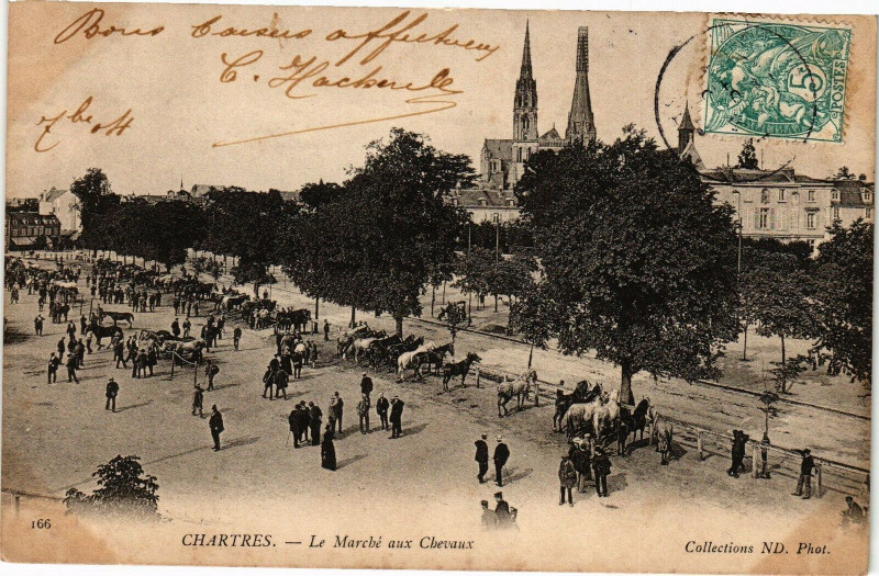 Carte postale ancienne Chartres-Le Marché aux Chevaux à Chartres