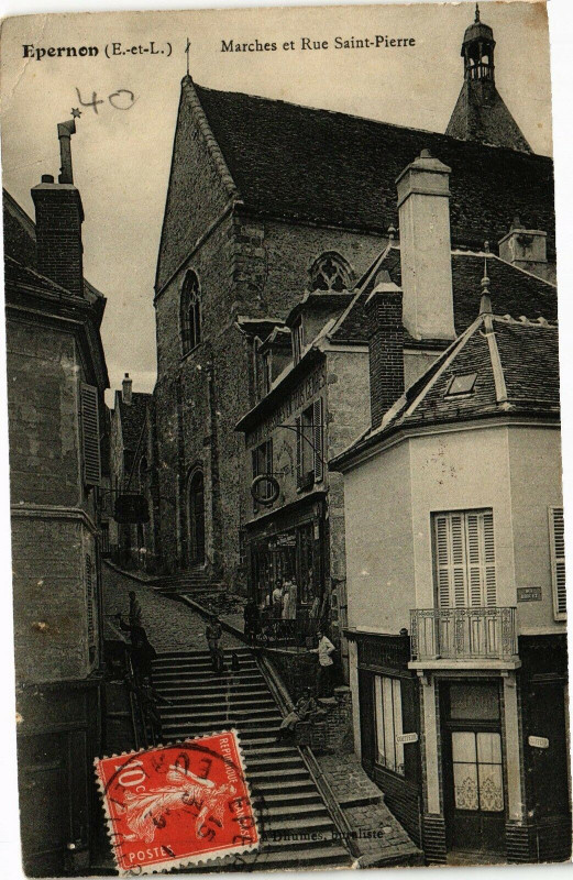 Carte postale ancienne Epernon-Marches et Rue St-Pierre à Épernon