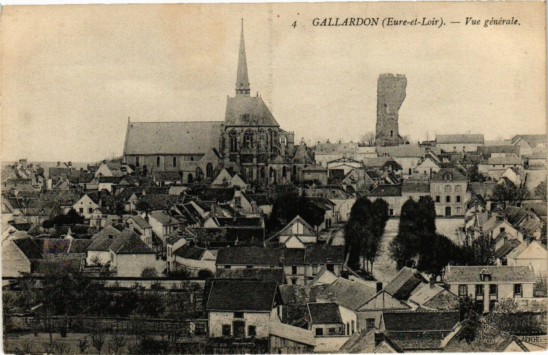 Carte postale ancienne Gallardon-Vue générale à Gallardon