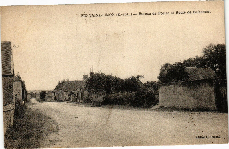 Carte postale ancienne Fontayne Simon-Bureau de Postes et Houte de Belhomert