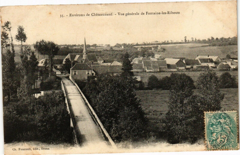 Carte postale ancienne Env. de Chateauneuf-Vue générale de Fontaine les Ribouts à Fontaine-les-Ribouts