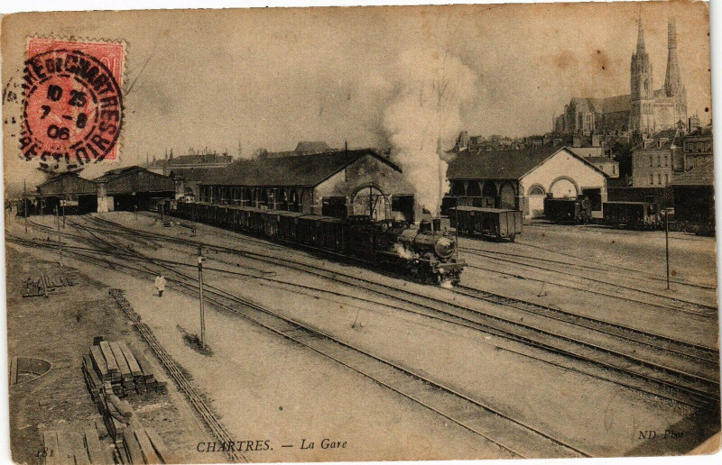 Carte postale ancienne Chartres - La Gare à Chartres