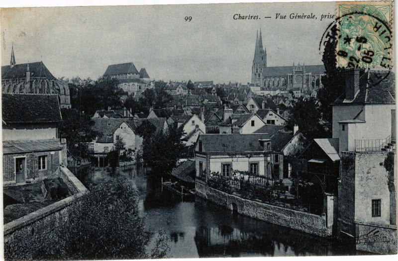 Carte postale ancienne Chartres - Vue générale prise à Chartres