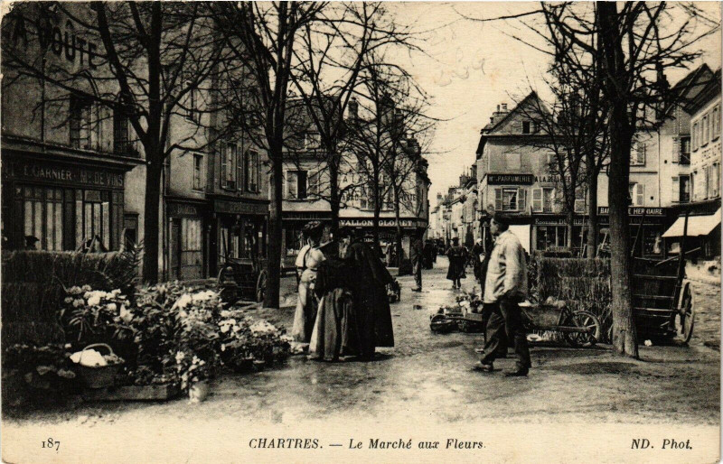 Carte postale ancienne Chartres - Le Marché aux Fleurs à Chartres