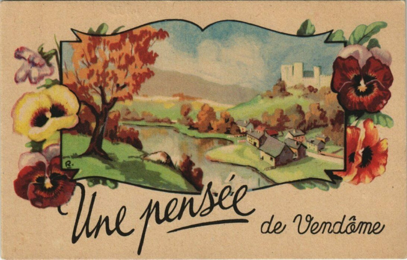 Carte postale ancienne Vendome - Une pensée de Verdome à Vendôme