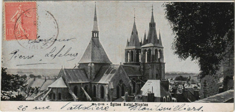 Carte postale ancienne Blois-Eglise Saint-Nicolas à Blois