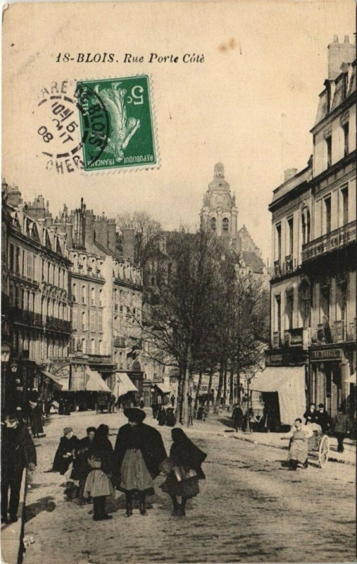 Carte postale ancienne Blois-Rue Porte Cote à Blois