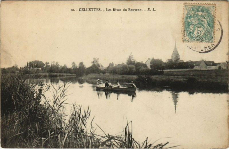 Carte postale ancienne Cellettes - Les Rives du Beuvron à Cellettes