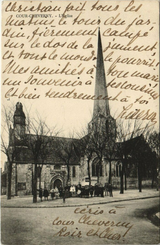 Carte postale ancienne Cour-Cheverny - L'Eglise à Cour-Cheverny