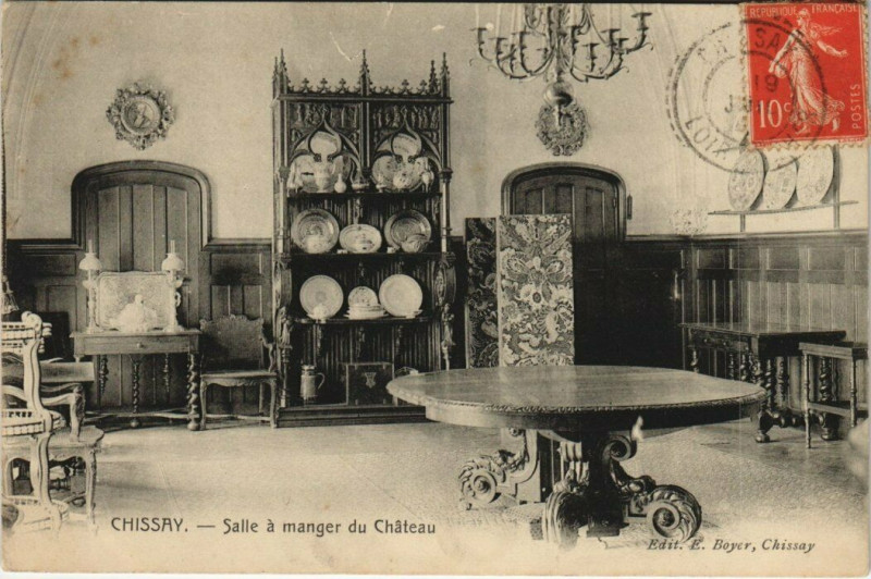 Carte postale ancienne Chissay - Salle a manger du Chateau