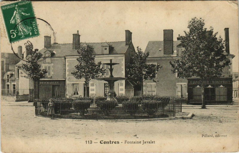 Carte postale ancienne Contres - Fontaine Javalet