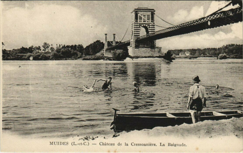 Carte postale ancienne Muides - Chateau de la Cressonniere La Baignade