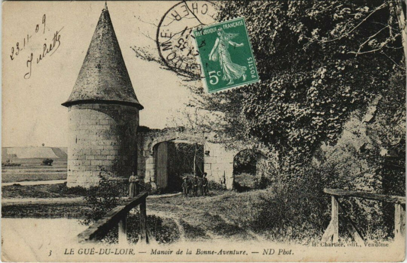 Carte postale ancienne Le Gue-du-Loir - Manoir de la Bonne Aventure