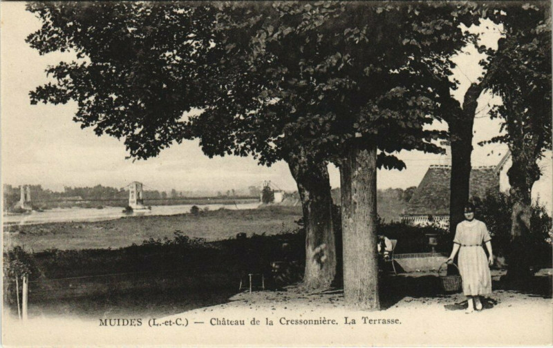 Carte postale ancienne Muides - Chateau de la Cressonniere Le terrasse