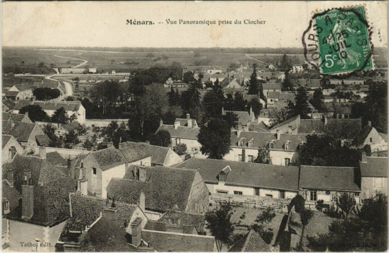 Carte postale ancienne Menars - Vue Panoramique prise du Clocher à Menars