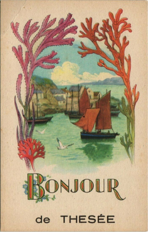 Carte postale ancienne Bonjour de Thesee à Thésée