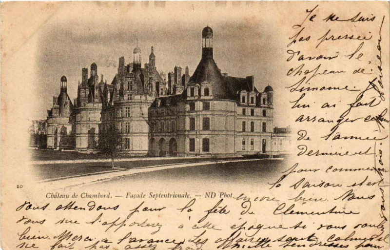 Carte postale ancienne Chateau de Chambord - Facade Septentrionale à Chambord