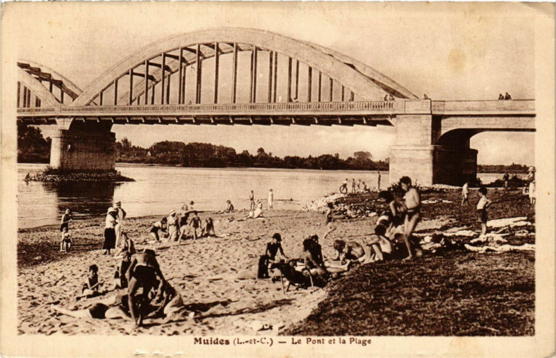 Carte postale ancienne Muides (L.-et-C.) - Le Pont et la Plage