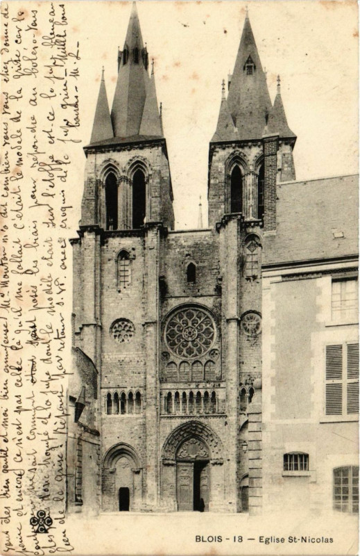 Carte postale ancienne Blois - Eglise St-Nicolas à Blois
