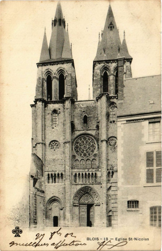 Carte postale ancienne Blois - Eglise St-Nicolas à Blois