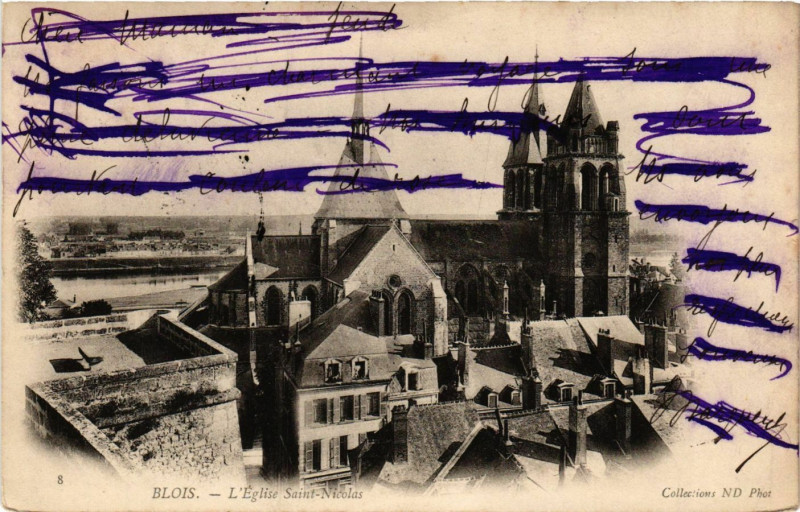 Carte postale ancienne Blois - L'Eglise St-Nicolas à Blois