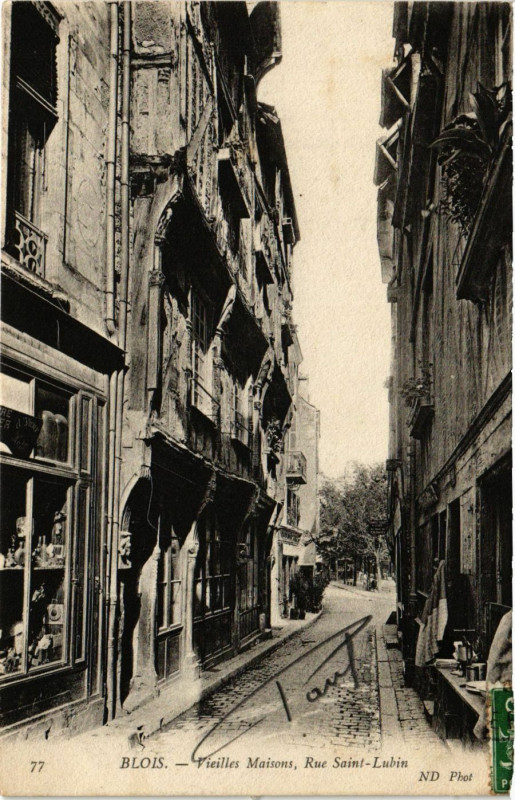 Carte postale ancienne Blois - Vieilles Maisons Rue St-Lubin à Blois