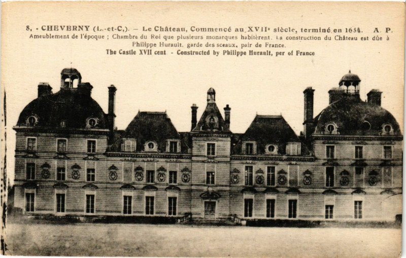 Carte postale ancienne Cheverny (L.-et-C.) - Le Chateau Commence au Xvii siecle termine à Cheverny