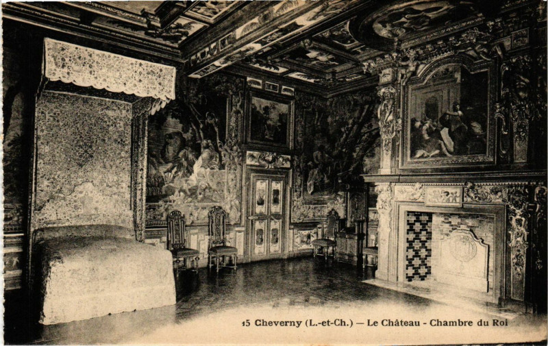 Carte postale ancienne Le Château - La Chambre du Roi à Cheverny