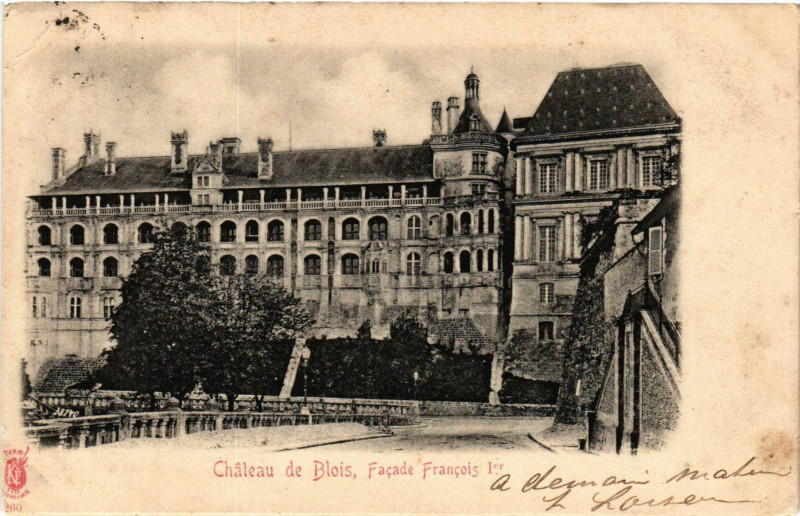 Carte postale ancienne Chateau de Blois - Facade Francois I er à Blois