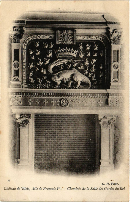 Carte postale ancienne Chateau de Blois Aile de Francois Ier-Cheminée de la Salle des à Blois